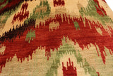 handmade Modern Ikat Red Brown Hand Knotted RECTANGLE 100% WOOL area rug 3 x 4