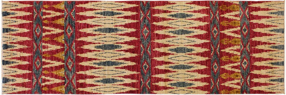 handmade Modern Kafkaz Pink Green Hand Knotted RUNNER 100% WOOL area rug 3x8 