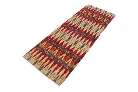 handmade Geometric Kafkaz Pink Green Hand Knotted RUNNER 100% WOOL area rug 3' x 8'