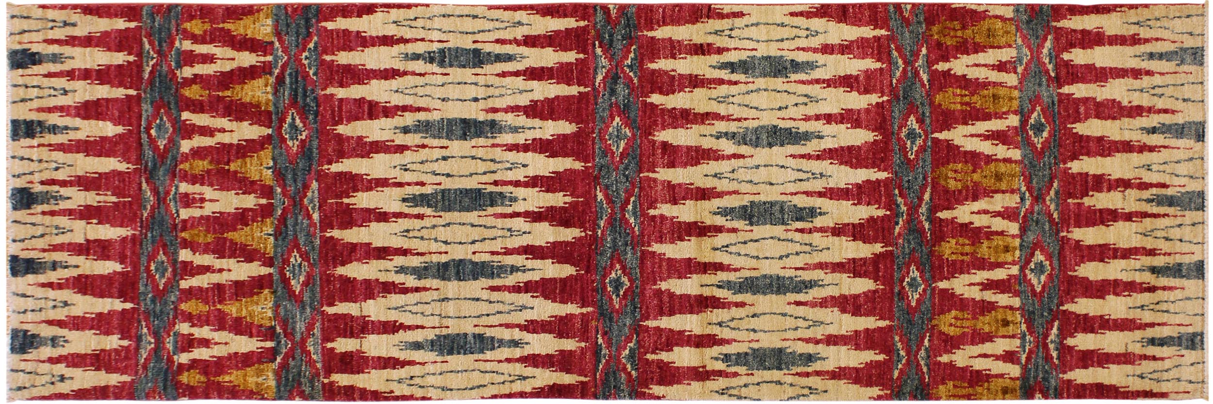 handmade Geometric Kafkaz Pink Green Hand Knotted RUNNER 100% WOOL area rug 3' x 8'