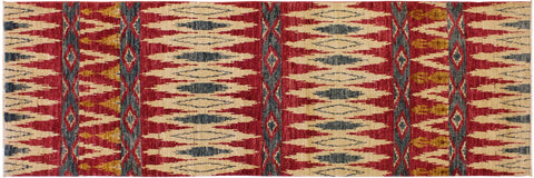handmade Geometric Kafkaz Pink Green Hand Knotted RUNNER 100% WOOL area rug 3' x 8'