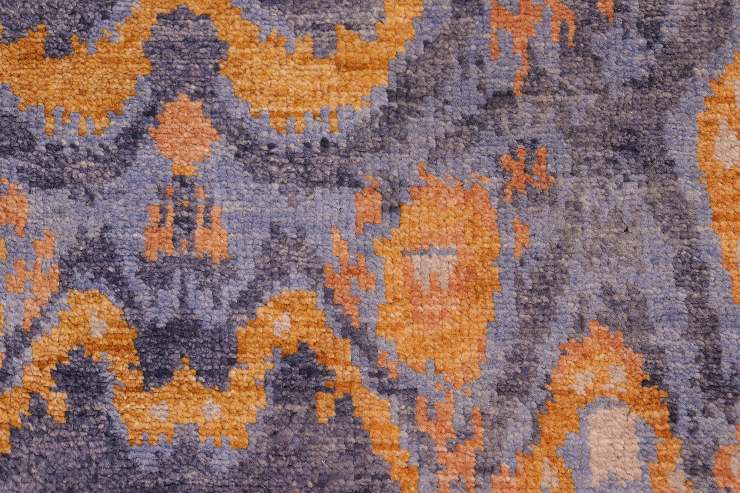 handmade Modern Kafkaz Blue Gold Hand Knotted RECTANGLE 100% WOOL area rug 8' x 10'