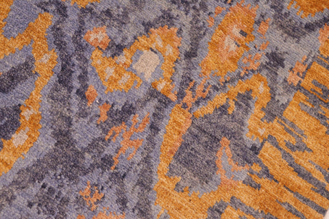 handmade Modern Kafkaz Blue Gold Hand Knotted RECTANGLE 100% WOOL area rug 8' x 10'