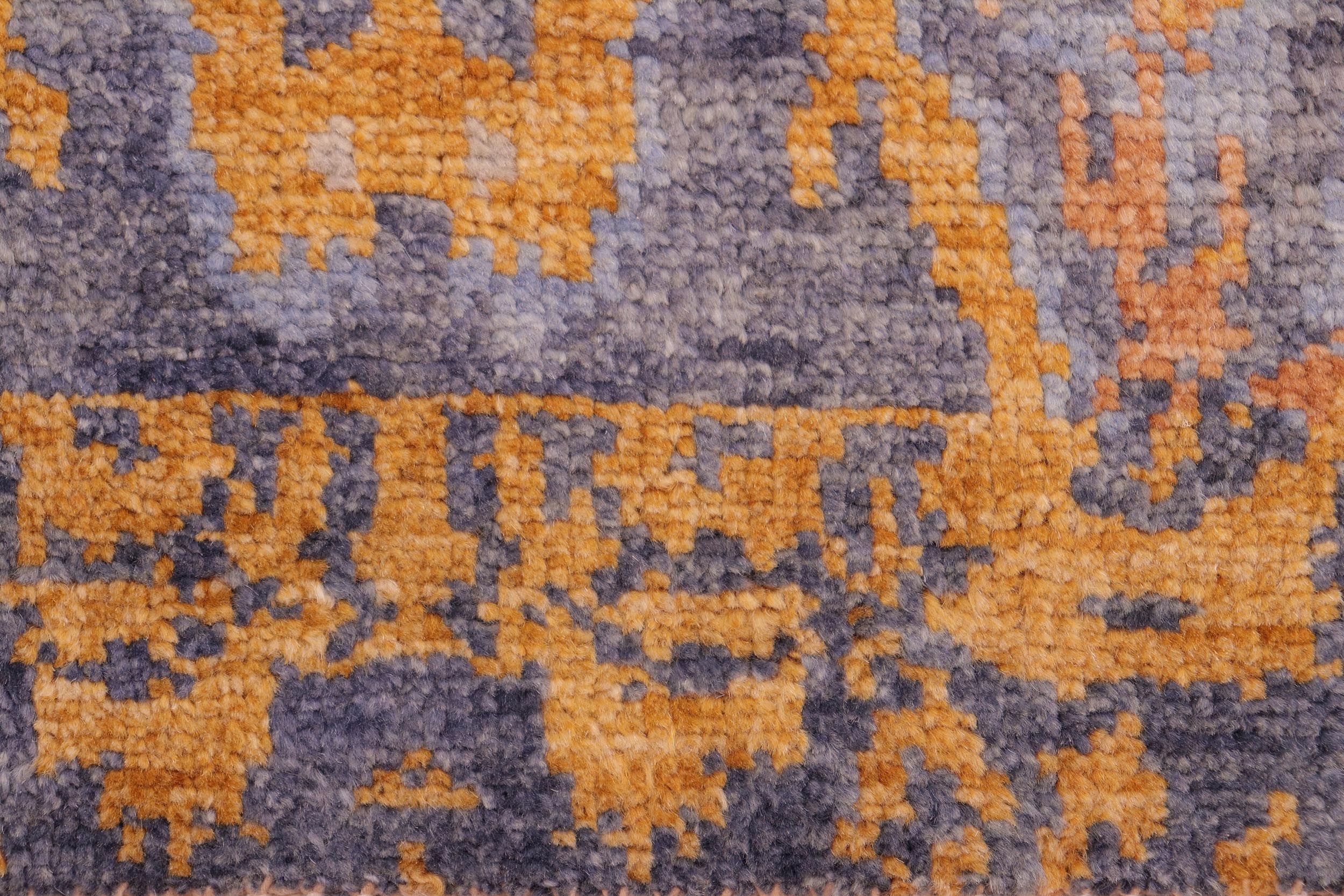 handmade Modern Kafkaz Blue Gold Hand Knotted RECTANGLE 100% WOOL area rug 8' x 10'