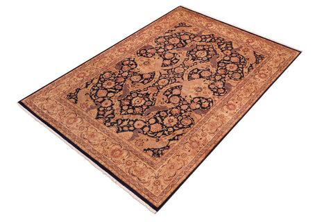 handmade Traditional Agra Blue Tan Hand Knotted RECTANGLE 100% WOOL area rug 8 x 10