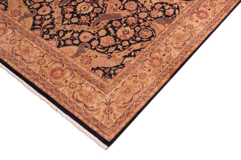 handmade Traditional Agra Blue Tan Hand Knotted RECTANGLE 100% WOOL area rug 8 x 10
