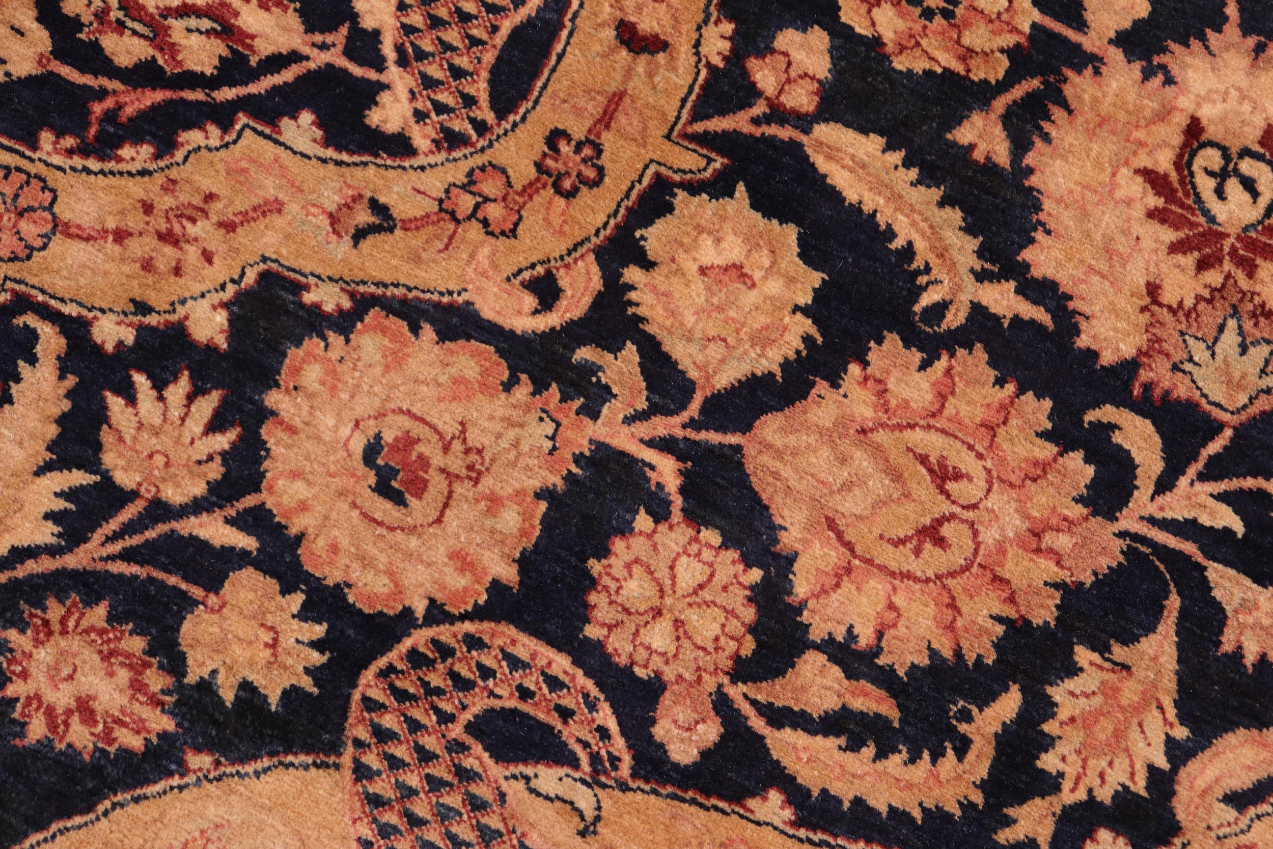 handmade Traditional Agra Blue Tan Hand Knotted RECTANGLE 100% WOOL area rug 8 x 10