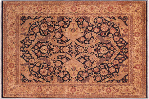 handmade Traditional Agra Blue Tan Hand Knotted RECTANGLE 100% WOOL area rug 8 x 10