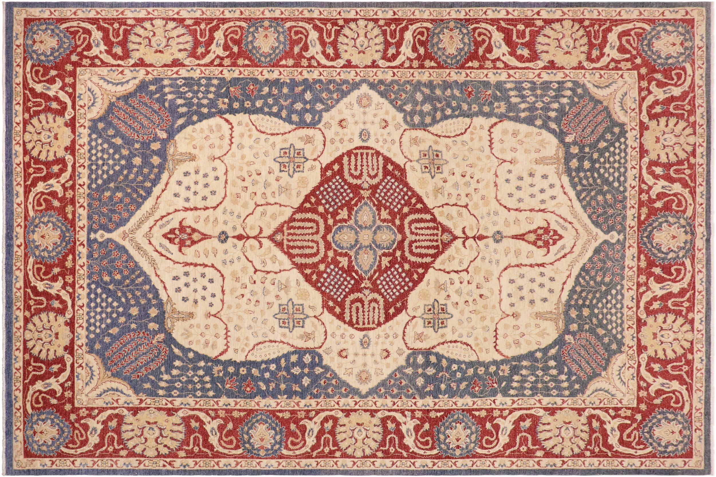 handmade Traditional Kafkaz Red Blue Hand Knotted RECTANGLE 100% WOOL area rug 10' x 14'