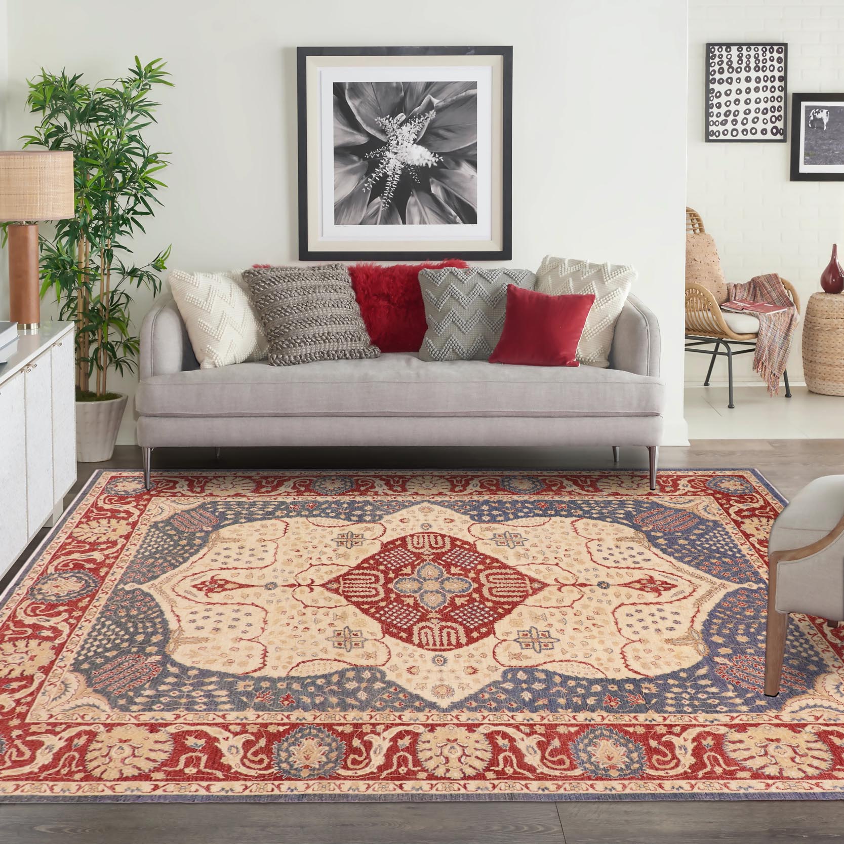handmade Traditional Kafkaz Red Blue Hand Knotted RECTANGLE 100% WOOL area rug 10' x 14'