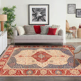 handmade Traditional Sarapi Red Blue Hand Knotted RECTANGLE 100% WOOL area rug 10 x 14