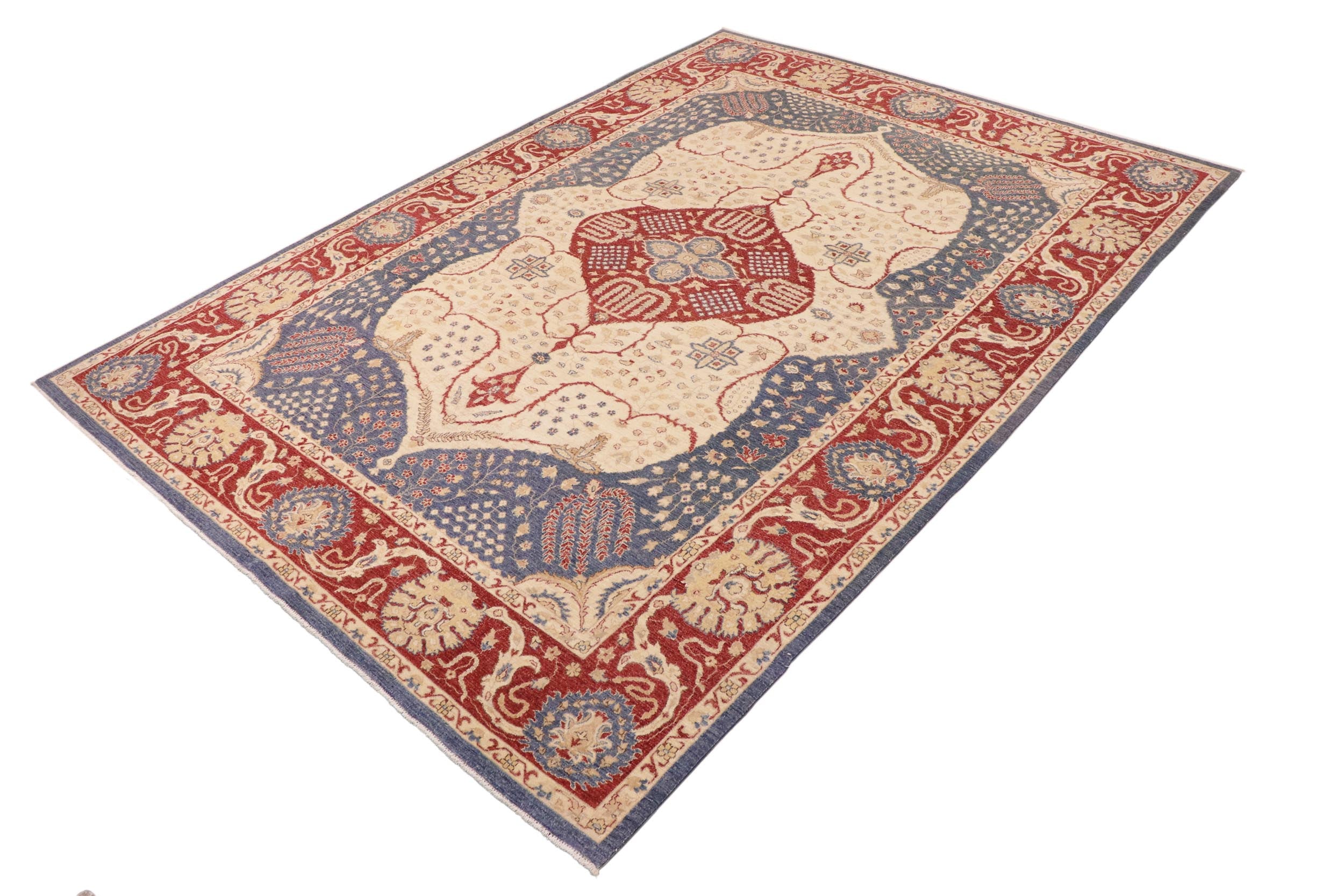 handmade Traditional Kafkaz Red Blue Hand Knotted RECTANGLE 100% WOOL area rug 10' x 14'