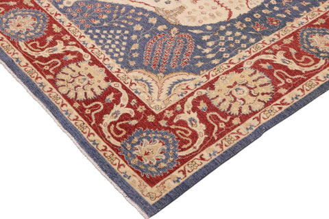 handmade Traditional Kafkaz Red Blue Hand Knotted RECTANGLE 100% WOOL area rug 10' x 14'