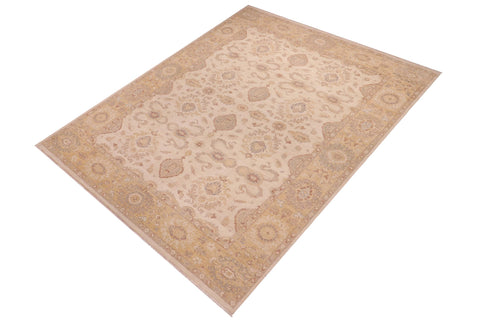 handmade Transitional Kafkaz Beige Lt. Gold Hand Knotted RECTANGLE 100% WOOL area rug 9' x 12'