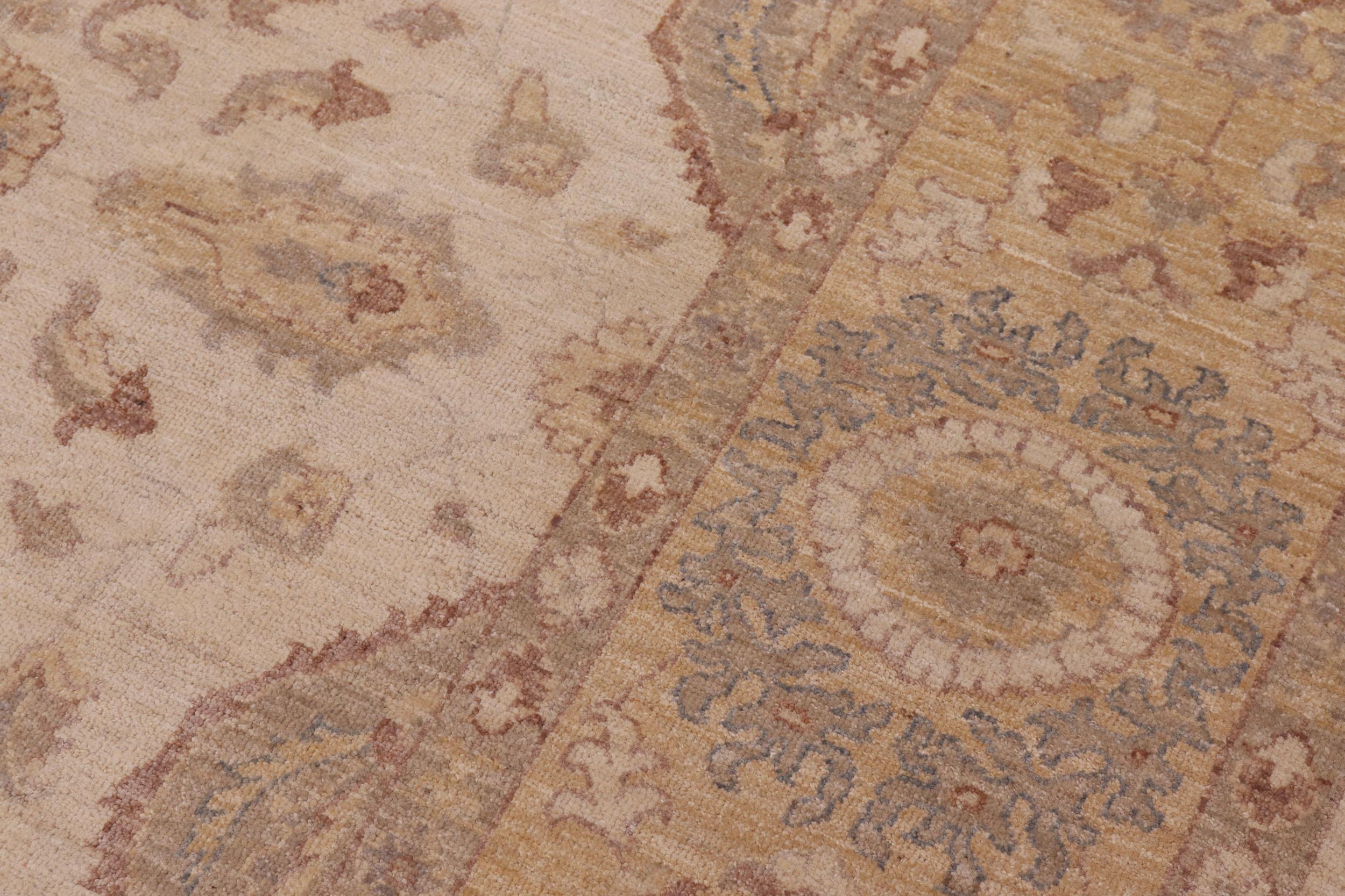handmade Transitional Kafkaz Beige Lt. Gold Hand Knotted RECTANGLE 100% WOOL area rug 9' x 12'