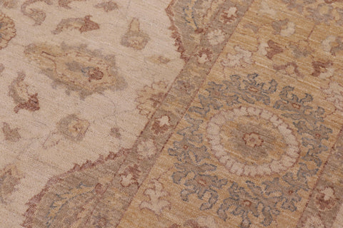 handmade Transitional Kafkaz Beige Lt. Gold Hand Knotted RECTANGLE 100% WOOL area rug 9' x 12'