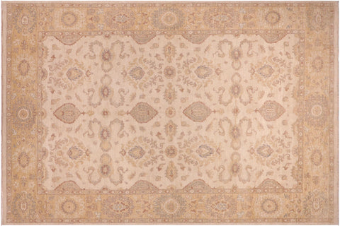 handmade Transitional Kafkaz Beige Lt. Gold Hand Knotted RECTANGLE 100% WOOL area rug 9' x 12'