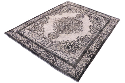 handmade Vintage Vintage Gray Ivory Hand Knotted RECTANGLE 100% WOOL area rug 9' x 12'