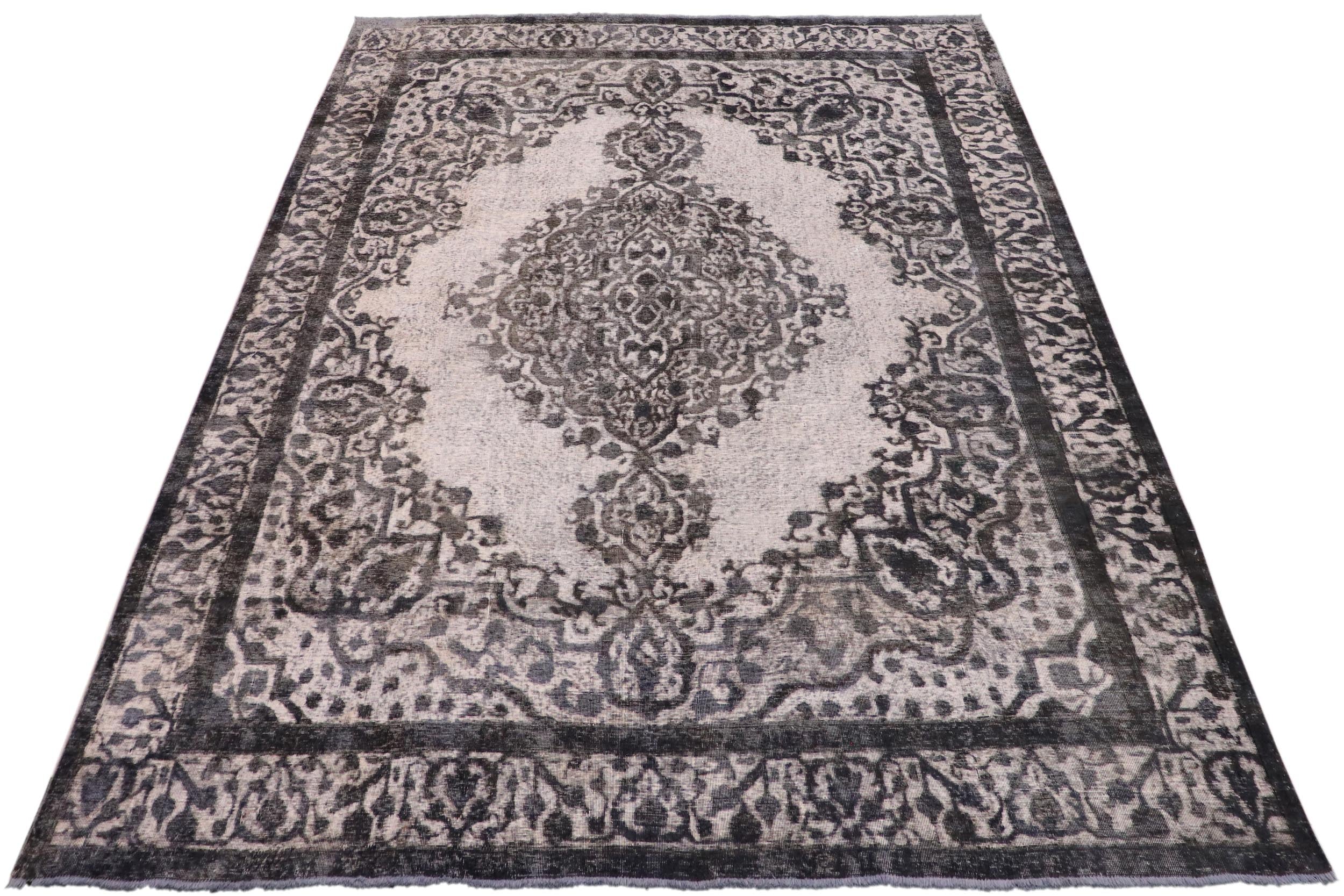 handmade Vintage Vintage Gray Ivory Hand Knotted RECTANGLE 100% WOOL area rug 9' x 12'