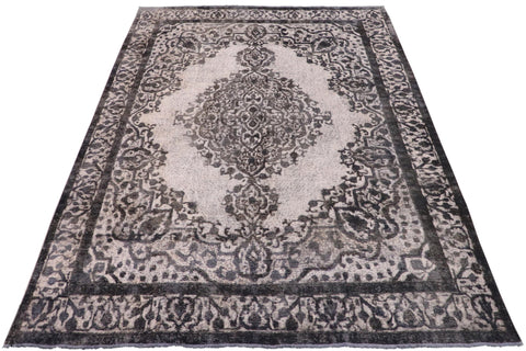 handmade Vintage Vintage Gray Ivory Hand Knotted RECTANGLE 100% WOOL area rug 9' x 12'