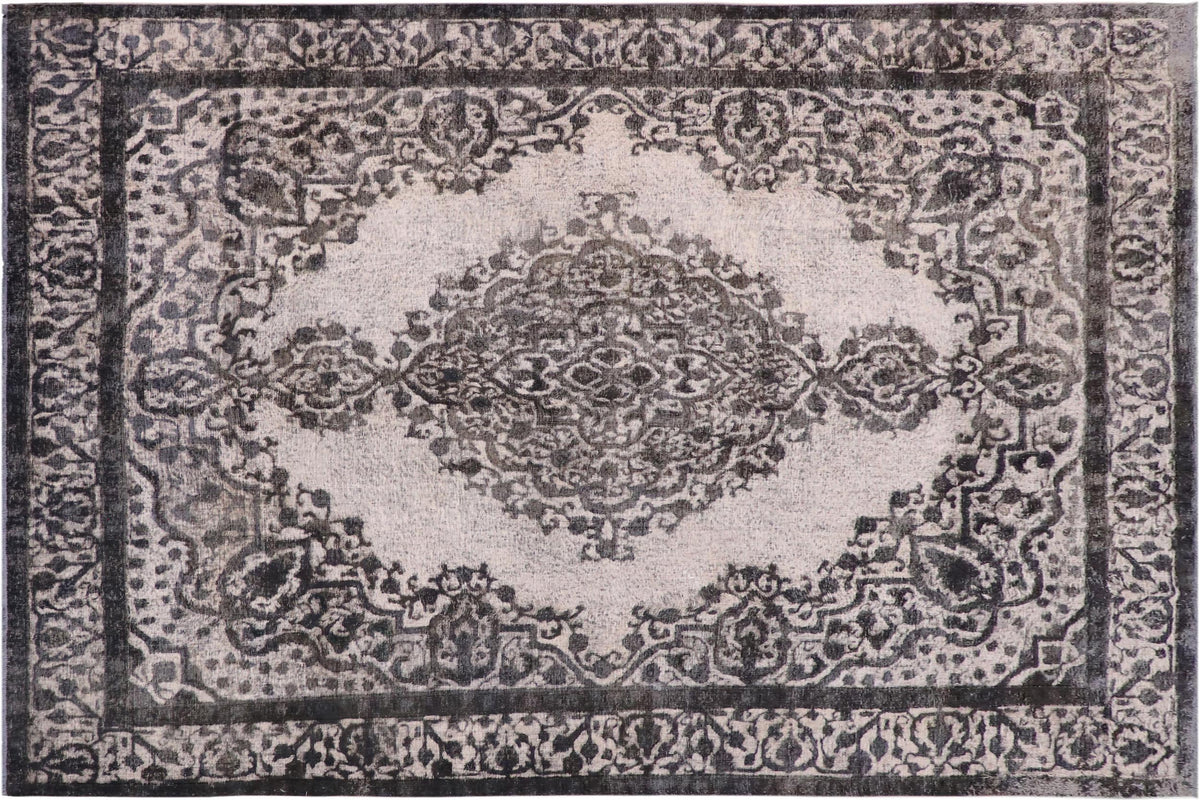handmade Vintage Vintage Gray Ivory Hand Knotted RECTANGLE 100% WOOL area rug 9' x 12'
