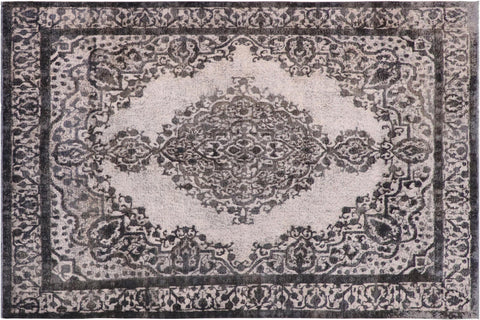 handmade Vintage Vintage Gray Ivory Hand Knotted RECTANGLE 100% WOOL area rug 9' x 12'