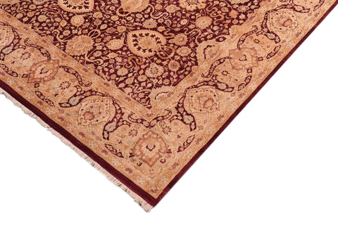handmade Transitional Anmol Agra Aubergine Tan Hand Knotted RECTANGLE 100% WOOL area rug 8 x 10