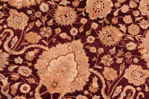 handmade Transitional Anmol Agra Aubergine Tan Hand Knotted RECTANGLE 100% WOOL area rug 8 x 10