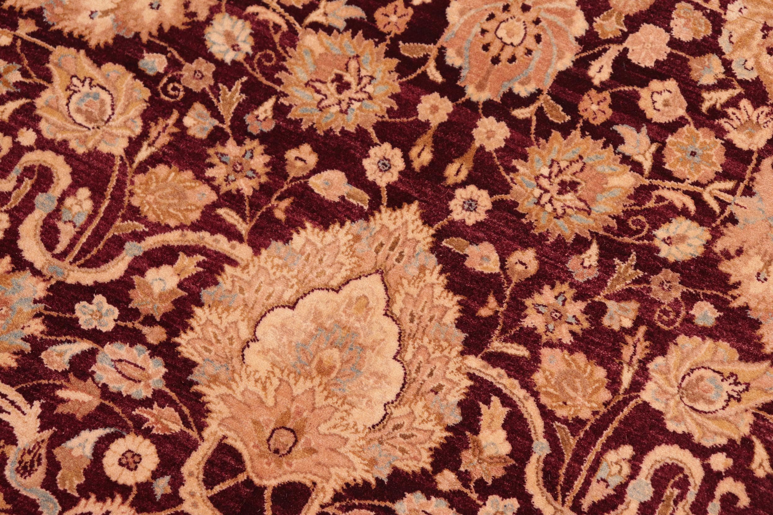 handmade Transitional Anmol Agra Aubergine Tan Hand Knotted RECTANGLE 100% WOOL area rug 8x10