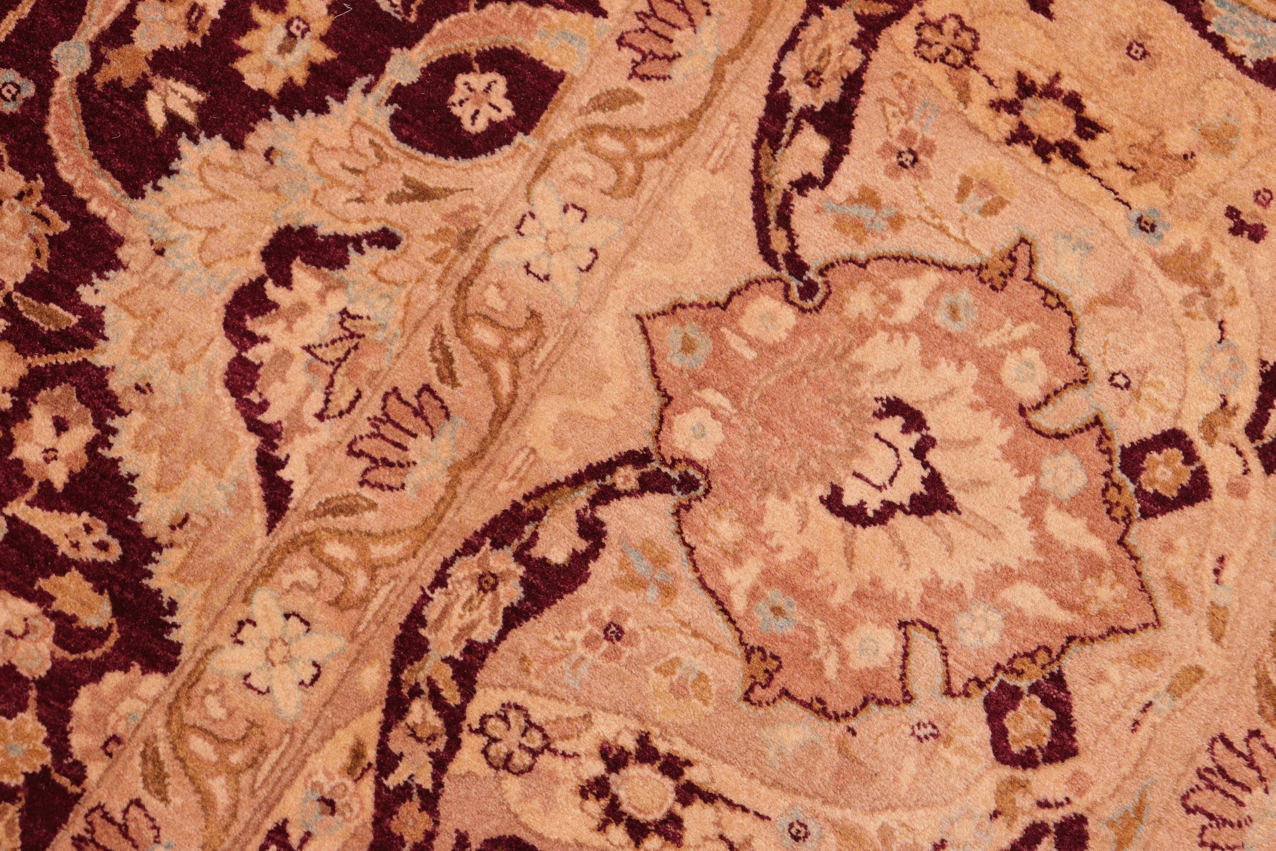 handmade Transitional Anmol Agra Aubergine Tan Hand Knotted RECTANGLE 100% WOOL area rug 8 x 10