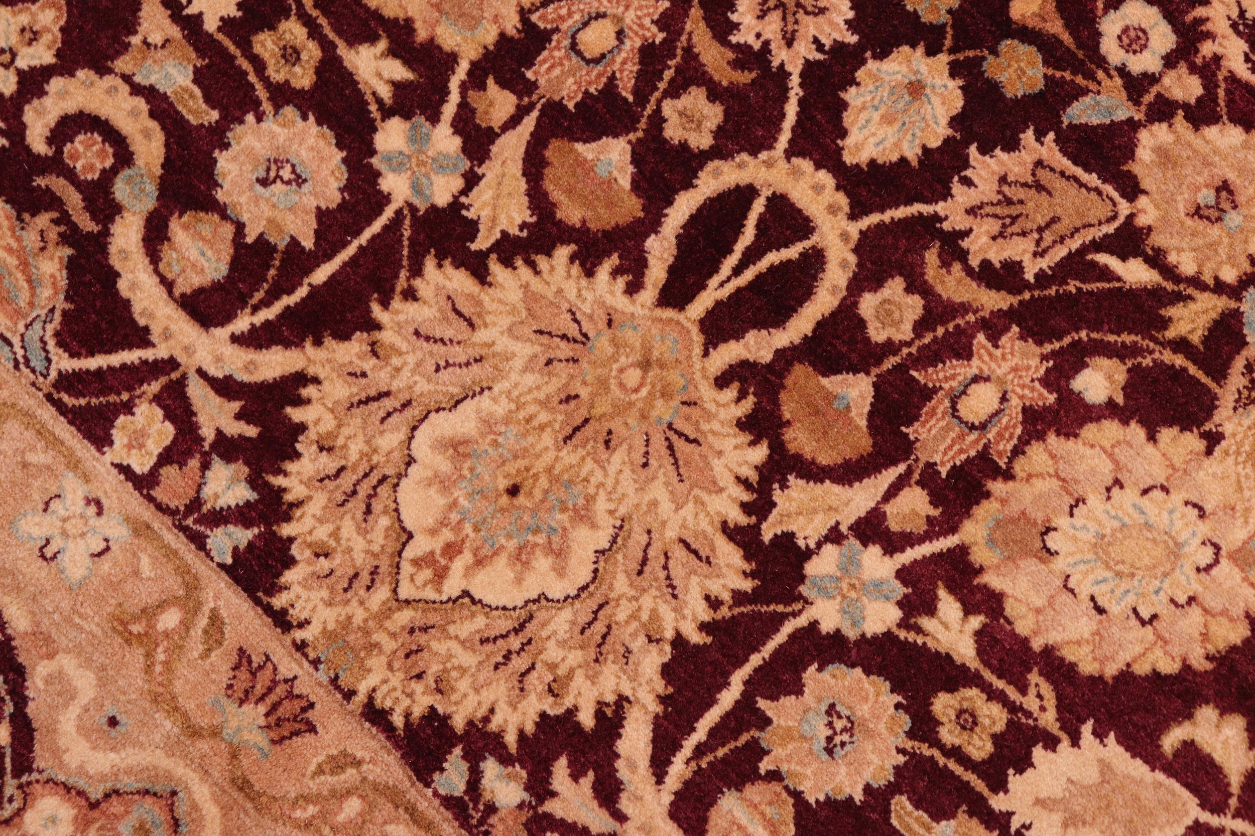 handmade Transitional Anmol Agra Aubergine Tan Hand Knotted RECTANGLE 100% WOOL area rug 8 x 10