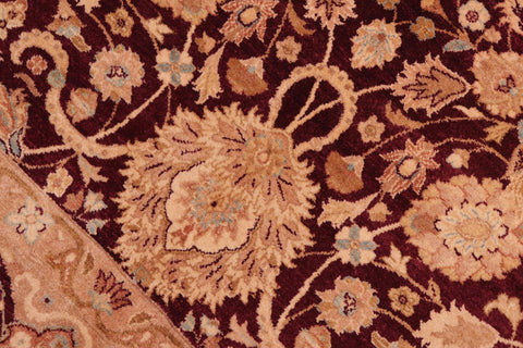 handmade Transitional Anmol Agra Aubergine Tan Hand Knotted RECTANGLE 100% WOOL area rug 8 x 10