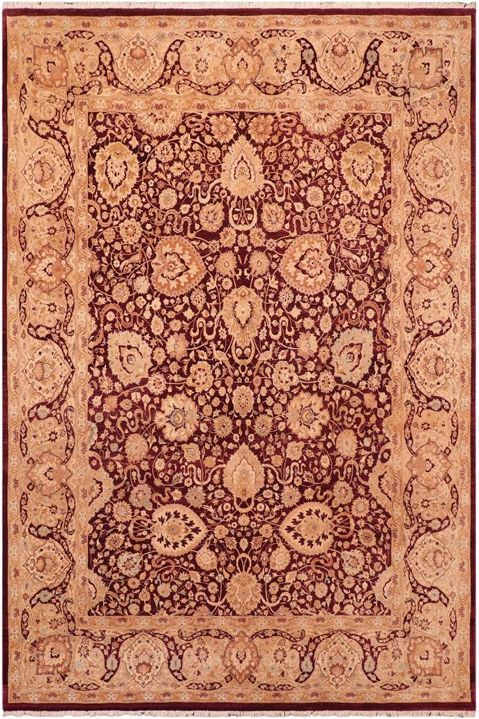 Traditional Anmol Agra Terri Aubergine Tan Hand Knotted Area rugs 8X10