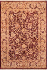 Traditional Anmol Agra Terri Aubergine Tan Hand Knotted Area rugs 8X10