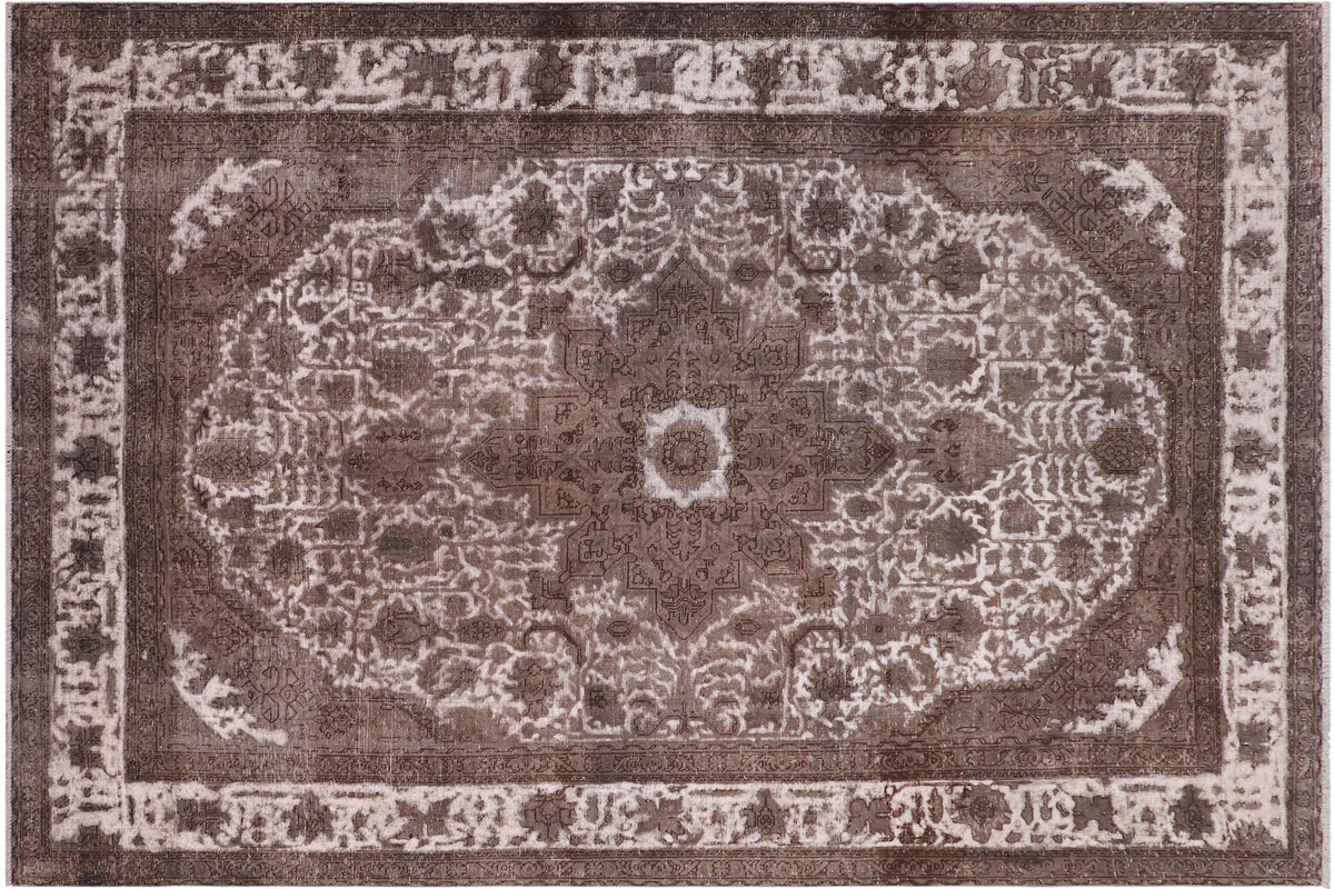 handmade Vintage Vintage Gray Ivory Hand Knotted RECTANGLE 100% WOOL area rug 8' x 11'