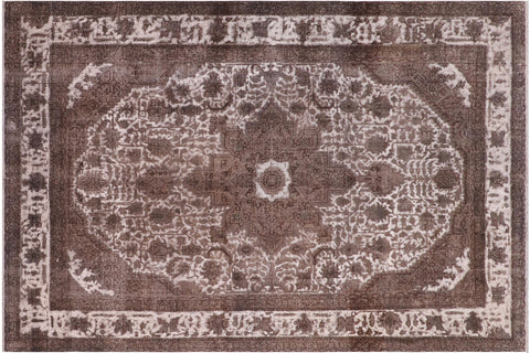 handmade Vintage Vintage Gray Ivory Hand Knotted RECTANGLE 100% WOOL area rug 8' x 11'