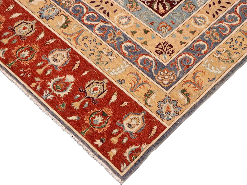 handmade Geometric Khorgeen Rust Tan Hand Knotted RECTANGLE 100% WOOL area rug 9x12