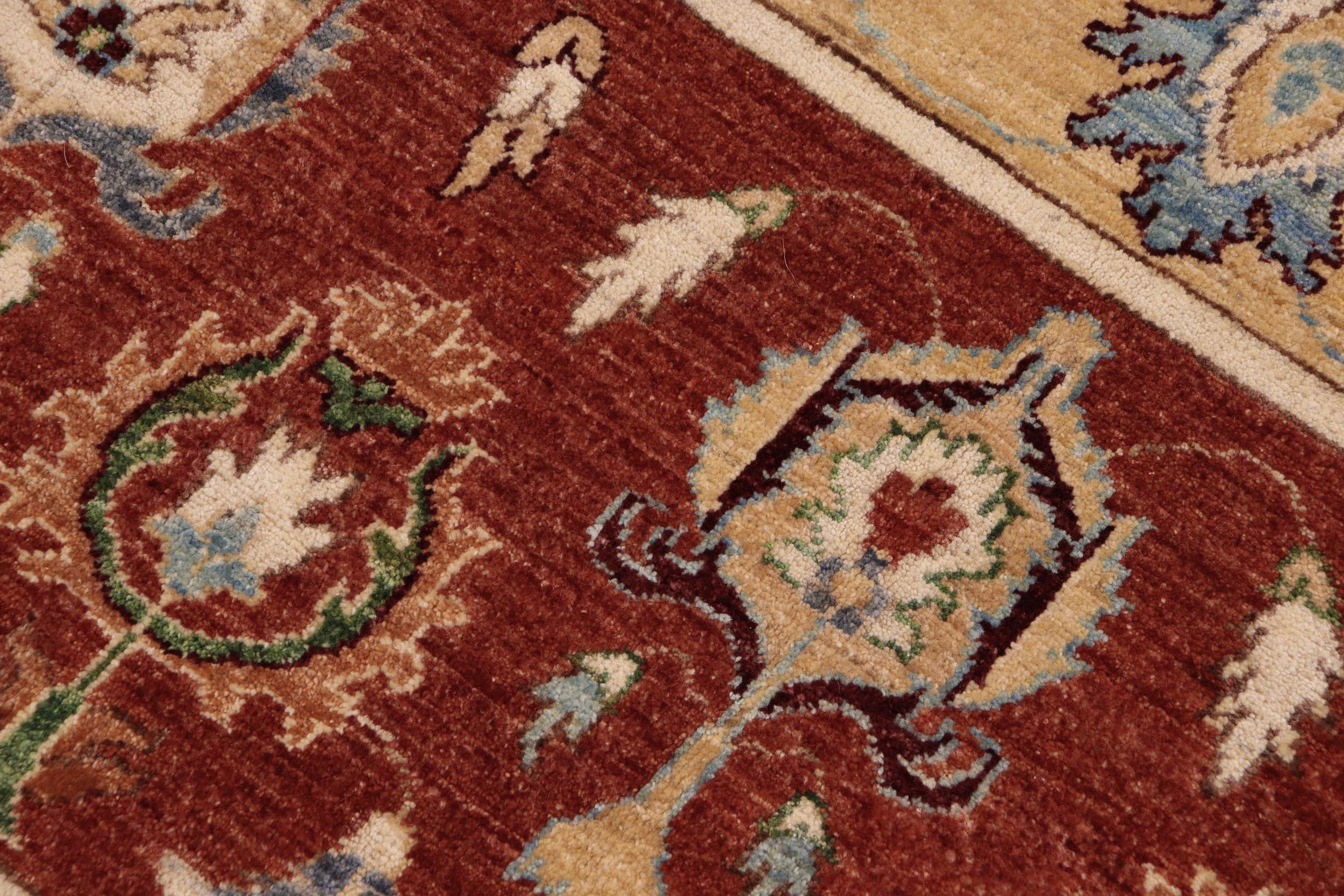 handmade Geometric Kurjean Tan Rust Hand Knotted RECTANGLE 100% WOOL area rug 9x12