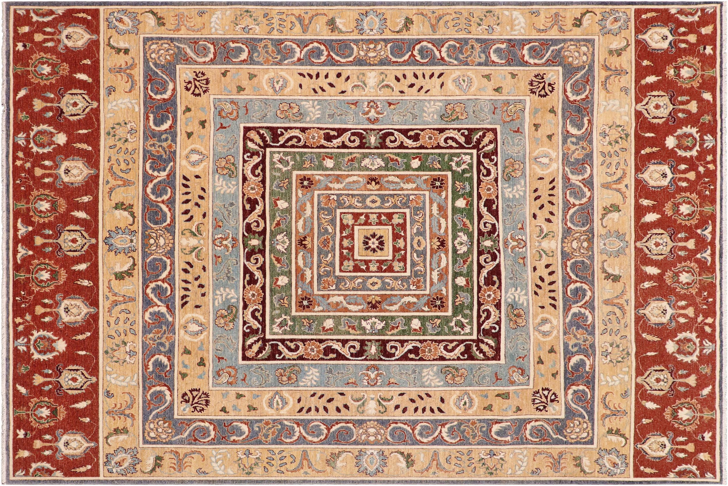 handmade Geometric Kurjean Tan Rust Hand Knotted RECTANGLE 100% WOOL area rug 9x12