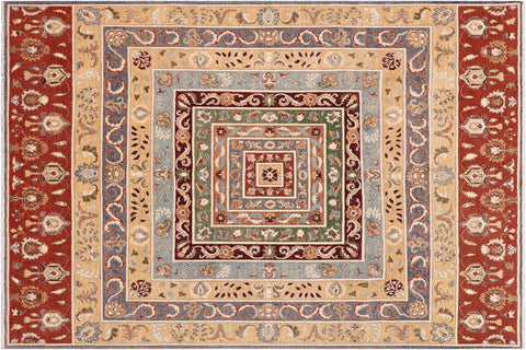 handmade Geometric Kurjean Tan Rust Hand Knotted RECTANGLE 100% WOOL area rug 9x12