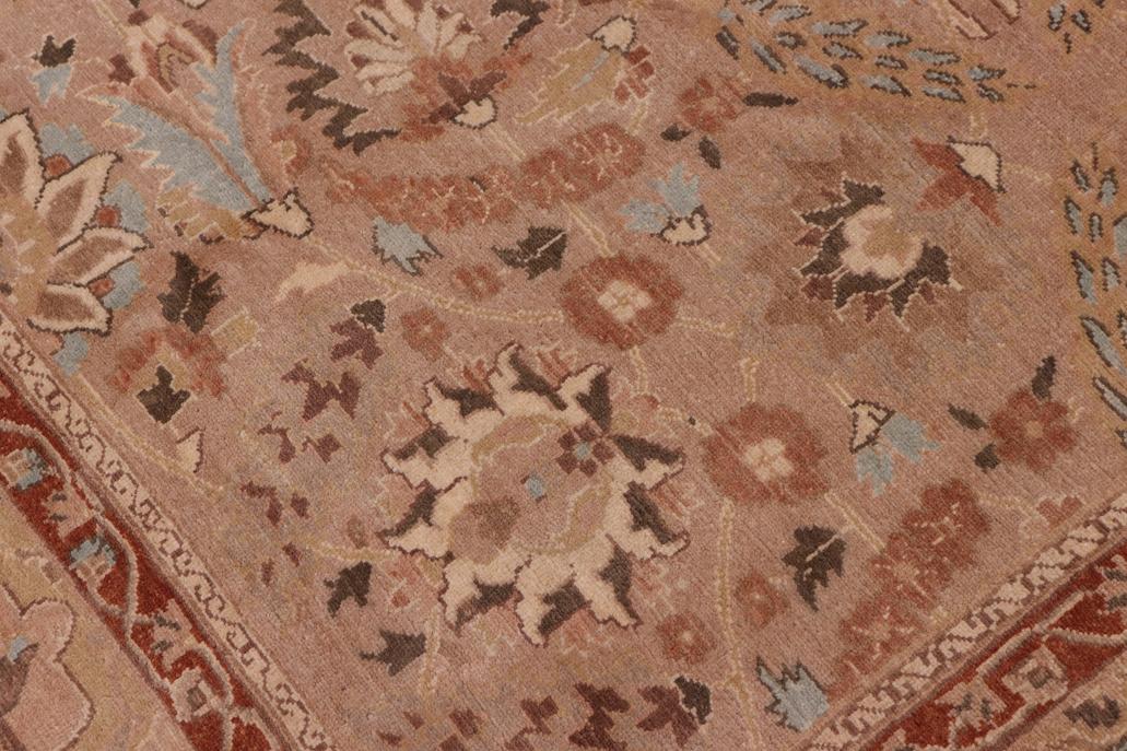 handmade Traditional Lahore Tan Lt. Green Hand Knotted RECTANGLE 100% WOOL area rug 8'X10'