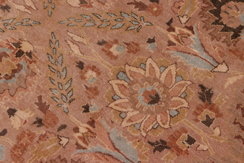 handmade Traditional Lahore Tan Lt. Green Hand Knotted RECTANGLE 100% WOOL area rug 8' x 10'