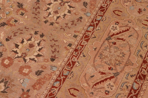 handmade Traditional Lahore Tan Lt. Green Hand Knotted RECTANGLE 100% WOOL area rug 8' x 10'