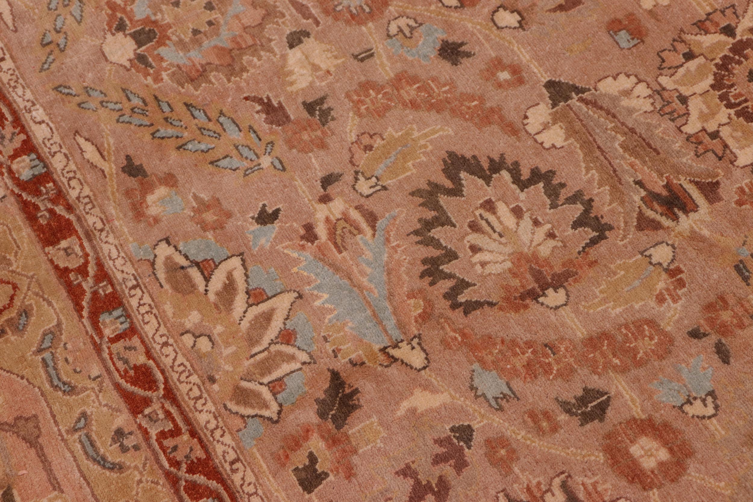 handmade Traditional Lahore Tan Lt. Green Hand Knotted RECTANGLE 100% WOOL area rug 8' x 10'