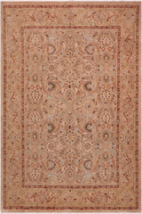 handmade Traditional Lahore Tan Lt. Green Hand Knotted RECTANGLE 100% WOOL area rug 8'X10'