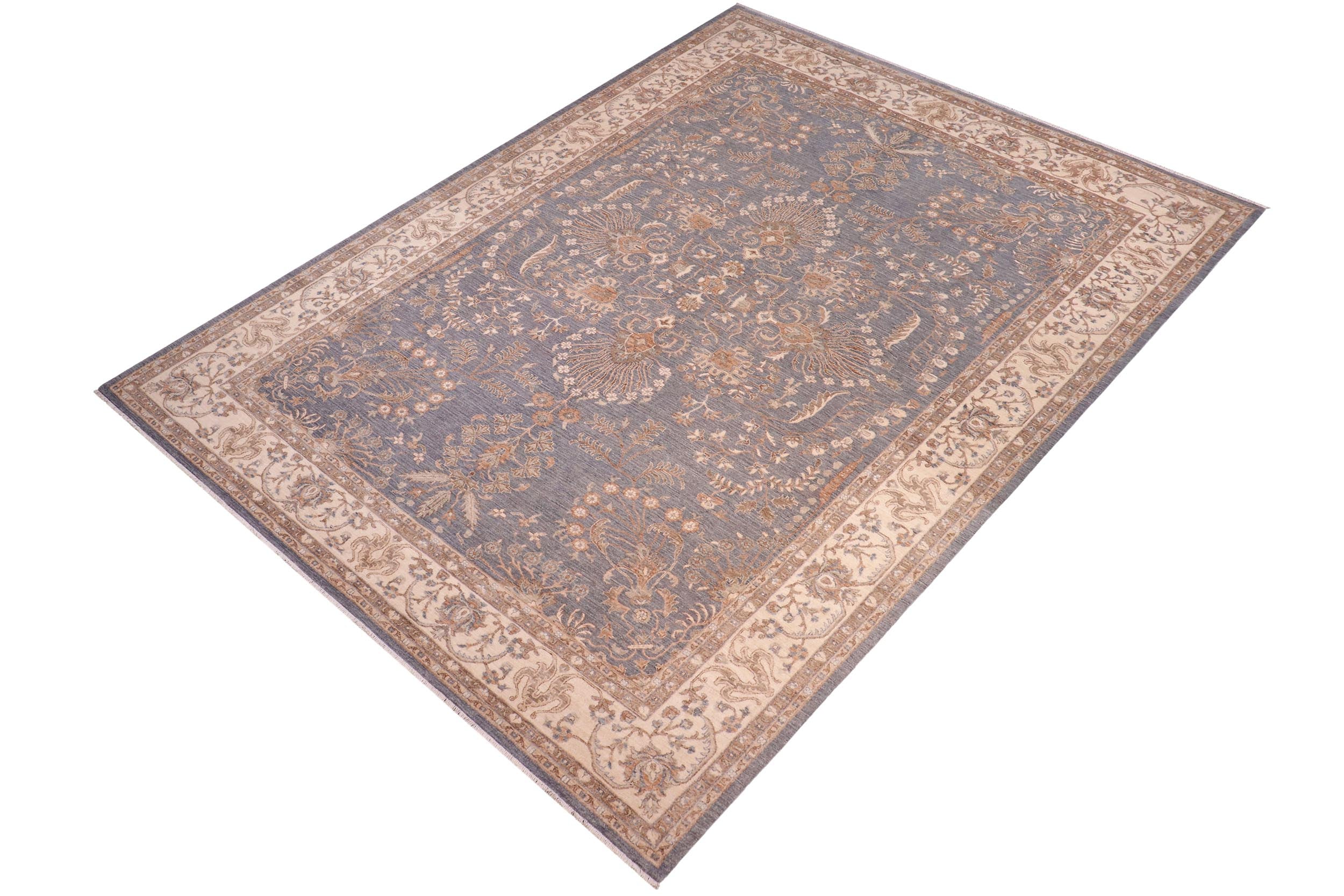 handmade Traditional Kafkaz Gray Ivory Hand Knotted RECTANGLE 100% WOOL area rug 10' x 13'