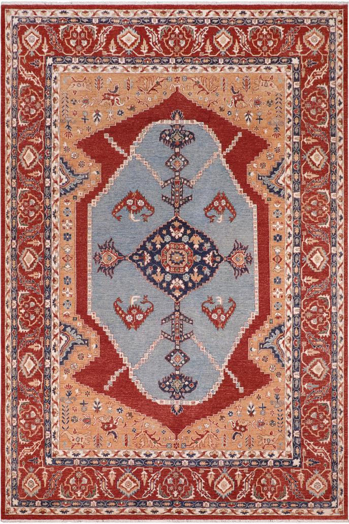 handmade Traditional Sarapi Orange Rust Hand Knotted RECTANGLE 100% WOOL area rug 9X12