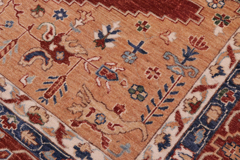 handmade Traditional Kafkaz Orange Rust Hand Knotted RECTANGLE 100% WOOL area rug 9' x 12'