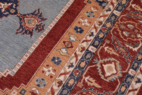 handmade Traditional Kafkaz Orange Rust Hand Knotted RECTANGLE 100% WOOL area rug 9' x 12'