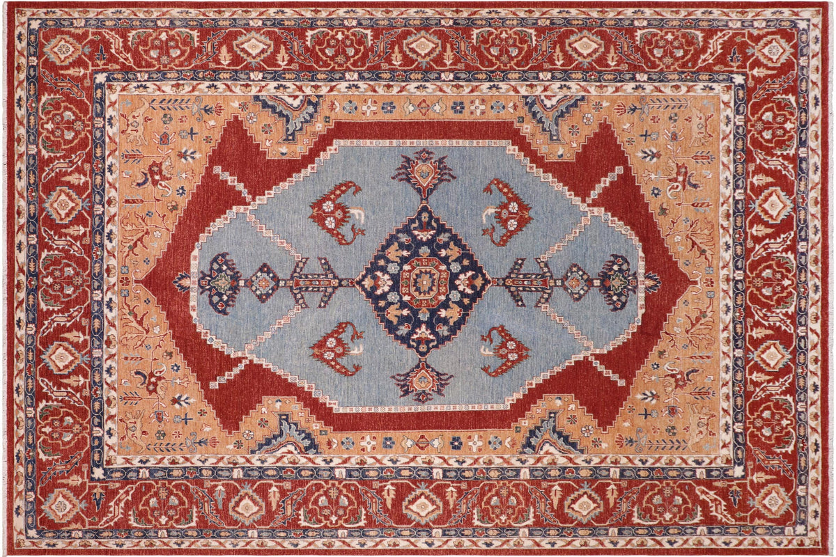 handmade Traditional Kafkaz Orange Rust Hand Knotted RECTANGLE 100% WOOL area rug 9' x 12'